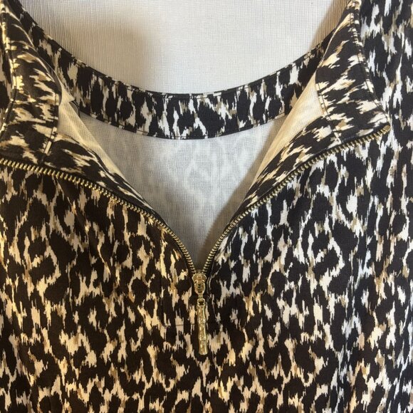 Animal Print Sleeveless A-Line Dress W/ Zipper Detail For Women Size M Black/Whi - Picture 4 of 11